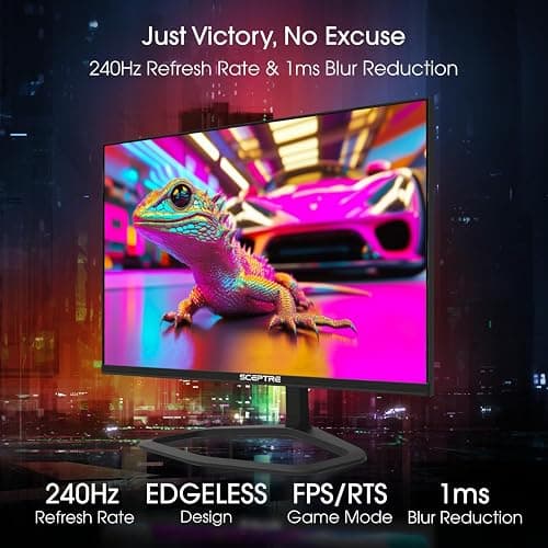 Sceptre New 24.5-inch Gaming Monitor 240Hz 1ms DisplayPort x2 HDMI x2 100% sRGB AMD FreeSync Premium Build-in Speakers, Machine Black 2026 (E255B-FWD240 Series) thumbnail 4