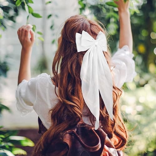WLLHYF Big Bow Barrettes Long Tail French Ribbon Hair Pins Soft Silky Satin Hair Clip Metal Bowknot Clips 90's Accessories for Party Women Girl thumbnail 4