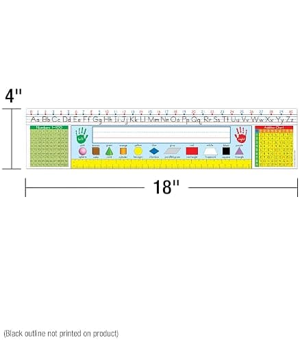 Carson Dellosa Education 36PC Traditional Manuscript Name Plate for Desk, Nametags with Alphabet, Number Line, Addition & 100 Chart, Ruler, and More Classroom Essentials, School Labels for Desk Decor thumbnail 3