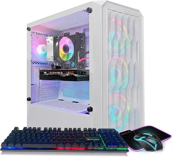 STGAubron Gaming PC Desktop Computer, AMD Ryzen 3 3200G 3.6 GHz, Radeon RX 580 8G GDDR5, 16G DDR4, 1T SSD, 600M WiFi, BT 5.0, RGB Fan x 4, Windows 11 Home - Image 1