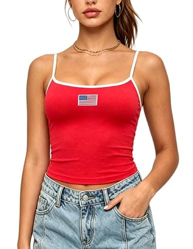 NUFIWI Women Graphic Tank Top Spaghetti Strap Embroidered Crop Tops Sleeveless Cute Baby Tee Y2k Jersey Camisole - Image 1