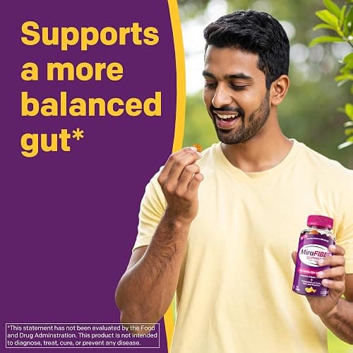 MiraFIBER Gummies, From The Makers of MiraLAX, Fiber to Support Your GLP-1 Journey, 8g Per Serving, Gut Health for Men & Women, Prebiotic Fiber Gummies for Adults, Mixed Fruit Flavor 72Ct thumbnail 5