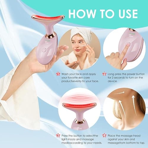 Facial Massager Red-Light-Therapy-for-Face and Neck, Face 𝖲 culpting Wand with 7 Color - Birthday, Christmas, Mothers Day, Valentines Day Gifts for Her Women Mom Best Friend Wife Teacher (Rose Gold) thumbnail 4
