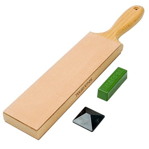 SHARPAL 205H Double-sided Leather Strop (Genuine Cowhide) 13.2" x 2.4" Kit with 2 Oz. Polishing Compound & Angle Guide, Knife Stropping Block for Sharpening & Honing Knives tools, Woodcarving Chisels - Image 1