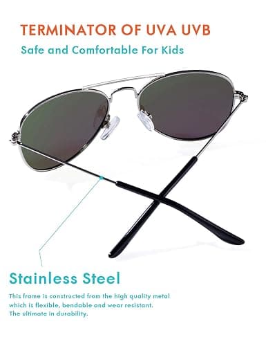 Kids Polarized Sunglasses Pilot for Boys and Girls with Case UV 400 Protection Youth Eyewear Teens Age 2-12 thumbnail 4