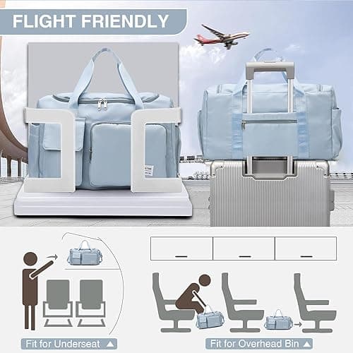 Small Gym Bag for Women, Travel Duffle Bag Carry On Weekender Bag with Shoe Compartment thumbnail 5