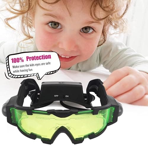 AGM Kids Night Vision Goggles, Adjustable Spy Gear Night Mission Goggles with Flip-Out Lights Green Lens thumbnail 2