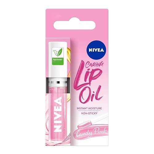 NIVEA Candy Pink Lip Oil (5.5ml), Moisturised Lips With 100% Natural Oils Including Jojoba Oil, Long Lasting and Non-Sticky Lip Gloss - Image 1