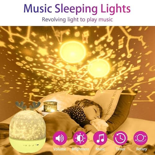 URAQT Star Light Projector with Music, Night Light Kids with Remote Control&Timer, 360° Rotation Star Projector Night Light with 4 Light Modes/6 Projection Themes/7 Brightness/8 Kinds of Music(Deer) thumbnail 6