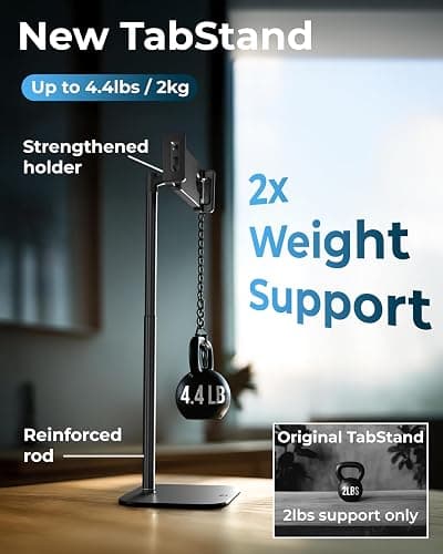 COOPER TabStand, 20" Tall iPad Stand for Desk, Portable Monitor Holder up to 17" Holds 4.4lb, Desktop Tablet Stand, Tablet Mount, Apple iPad Holder for Desk, for Samsung, Kindle, Fire (Night Black) thumbnail 3