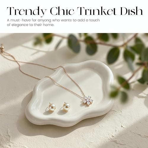 Ceramic White Jewelry Tray, Trinket Dish, Ring Dish, Room Funky Decor Aesthetic, Decorative Cloud Vanity Key Tray for Women, Ring Holder Dish, Cute Jewelry Plate Bowl Room Decor Aesthetic thumbnail 4