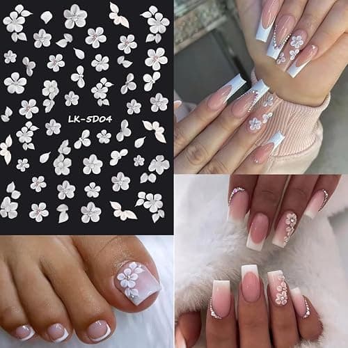 VOTACOS 6 Sheets Flower Nail Stickers for Nail Art 5D Embossed Engraved Nails Decals 3D Spring Nails Supplies Accessories Self-Adhesive DIY Design Decoration for Women and Girls thumbnail 5
