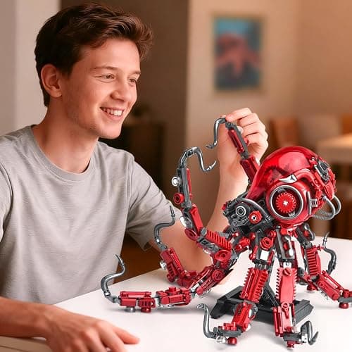XITALAXU Mechanical Octopus Building Sets for Adult, Ocean Animal Collection Toy with Display Stand and Light, Home Office Decor and Idea Gift for Teen 14+(882PCS) thumbnail 6