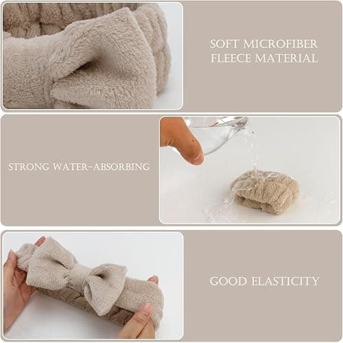 SuPoo 12pcs Microfiber Hair Band and Wrist Band Set, Grey, for Washing Face, Makeup, Spa, Sports, Yoga, Shower, Absorbent, Skin Care, Headband, Wrist Towels for Women thumbnail 8