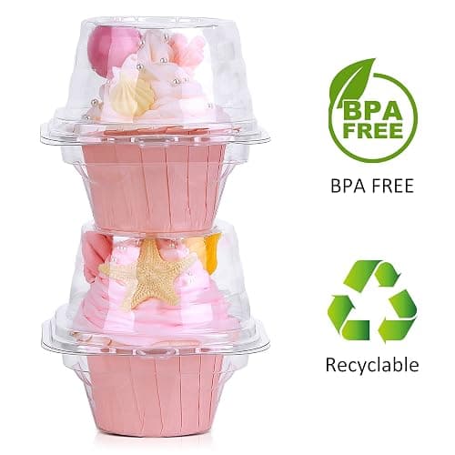HIMETSUYA Cupcake Boxes Individual Cupcake Containers 50 Packs | Clear Plastic Cupcake Carrier for Muffin Cupcake Holders with Lids, High Topping, Thicker, Stackable thumbnail 6
