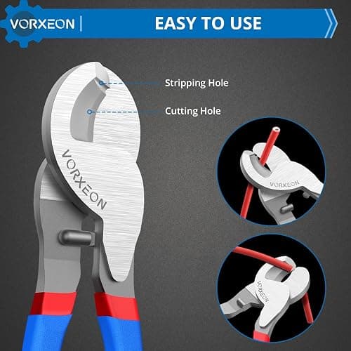VORXEON Cable Cutters 10 Inch Heavy Duty Wire Cutter High Leverage Cutter Tool Big Wire Cutters, Electrical cable cutters For Aluminum, Copper, Communications and Ethernet Cable thumbnail 5