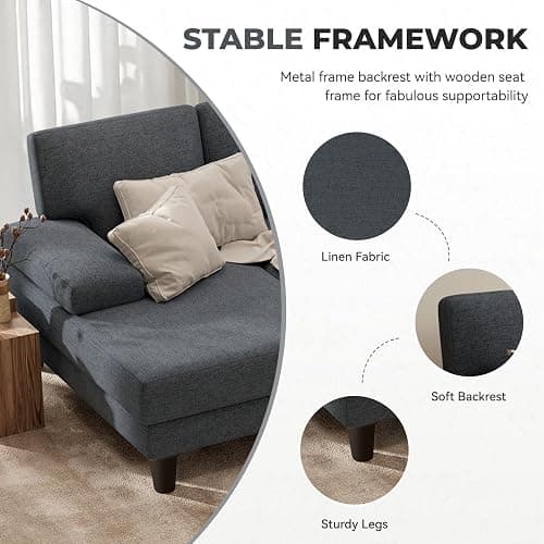 Nebuaegis U-Shaped Sectional Sofa Couch for Living Room, Modern Modular Sofa with Double Chaise, Classic Lounge Couch Sleeper for Apartment, DarkGary thumbnail 6