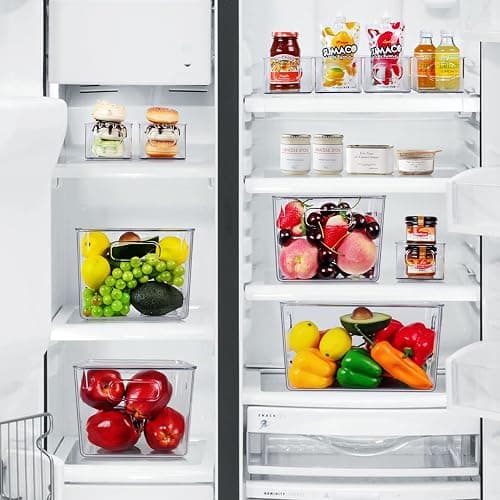 SKTEET Set of 8 Clear Plastic Storage Bins, 4 Large and 4 Small Stackable Storage Containers for Pantry Organization and Kitchen Storage Bins,Home Edit and Cabinet Organizers thumbnail 5