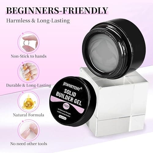 JEWHITENY 12 Colors Non-Sticky Solid Builder Gel Kit:3D Sculpting Gel with Mini U V Nail Lamp for Nail Extension,Modeling, Sculpture thumbnail 4