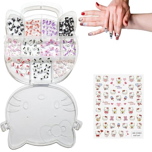 121 PCS Kitty Nail Charms Nail Art Stickers-Kawaii Nail Charms Nail Decorations for Nail Art Supplies 3D Flatback Resin Charms thumbnail 6