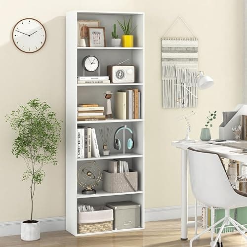 Giantex 6-Tier Bookcase, 70" Tall Wooden Bookshelf, Freestanding Storage Organizer w/Open Shelves, Anti-Tipping Kits, Modern Floor Standing Display Shelves for Living Room, Bedroom (1,White) thumbnail 9