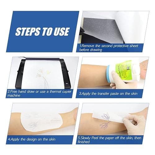 50 Sheets Tattoo Transfer Paper, A4 Size, Tattoo Stencil Paper for Tattooing, 4-Layer Thermal Copier Stencil Paper for Professional Tattoo Artists & DIY Enthusiasts thumbnail 6