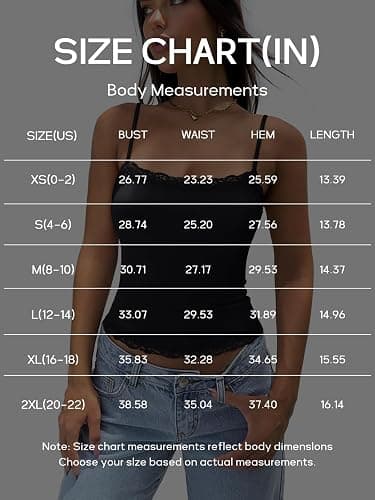 PINKMSTYLE Women's Sexy Square Neck Lace Cami Tank Tops Fitted Double Lined Sleeveless Crop Spaghetti Strap Summer Y2k Tops thumbnail 7