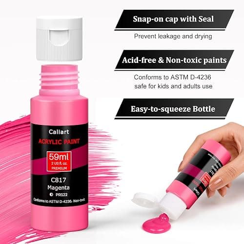 Caliart 72 Colors Acrylic Paint Set with 12 Brushes | Craft Painting Kit for Adults Artists Beginners, Halloween Pumpkin Paints Canvas Wood Rock Ceramic Fabric Art Supplies thumbnail 6