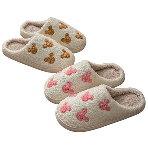 QBRIUQZP Bow Slippers for Women & Men - Floral Memory Foam Plush Slippers, Cute Cartoon Design, Warm Fluffy Fur Lined, Indoor Outdoor House Home Bedroom Shoes thumbnail 5