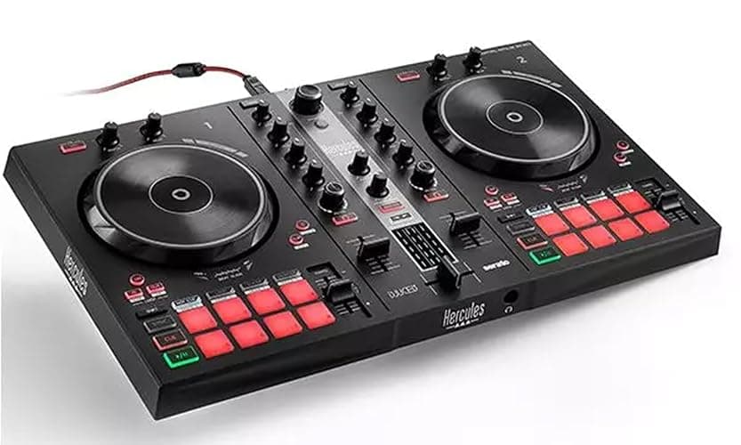 Hercules DJControl Inpulse 300 MK2 2-Channel DJ Controller Bundle with Case, TRS-to-RCA Breakout Cable, and Austin Bazaar Polishing Cloth thumbnail 3