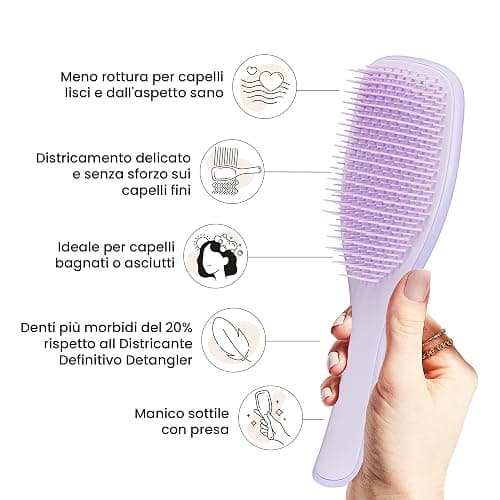 Tangle Teezer Fini e Fragili Ultimate Detangler per capelli colorati, fini e sottili - Spazzola a doppie setole morbide riduce rottura e lo strappo - Ideale per capelli delicati - Viola Ipnotico thumbnail 4