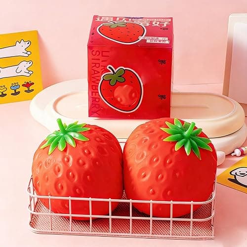 Giant Strawberry Squishy Jumbo, Squeezy Strawberry Stress Ball, Jumbo Squishy Strawberry Fidget Adults, Squishy Toys Large Strawberry, Party Favor Slow Rise Pressure Release Toy (3.14 x 1.96 in) thumbnail 5