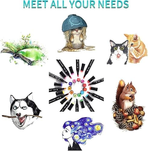 WELLOKB Alcohol Markers, 80 Colors Dual Brush Tip Permanent Art Markers, Coloring Marker, for Book Painting Card Making, Christmas gift for Adults Kids 8-12 - Black-80PCS thumbnail 6