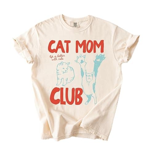Cat Mom Club Comfort Colors T Shirt, Life is Better with Cats Graphic Tee, Cute Cat Lover Gift, Vintage Cat Mom Shirt - Image 1