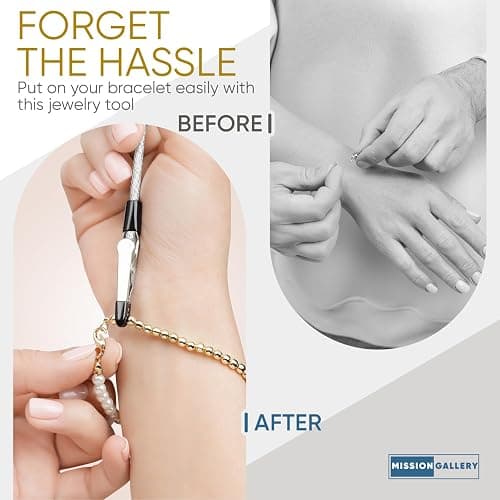 Mission Gallery Bracelet Helper Tool - Fastener Helper Tool for Bracelet, Necklace, Jewelry, Watch - Clip, Clasp Helper - Easy to Put on Yourself, Portable, Made of Metal, Silver thumbnail 5