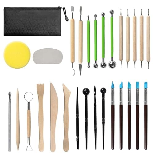 Leyclub 29 PCS Clay Tool, Clay Sculpting Tools Kit, Pottery Tools Can be Used for Stippling, Carving, Molding, and Shaping Clay Crafts, for Beginners, Hobbyists, Artists - Image 1