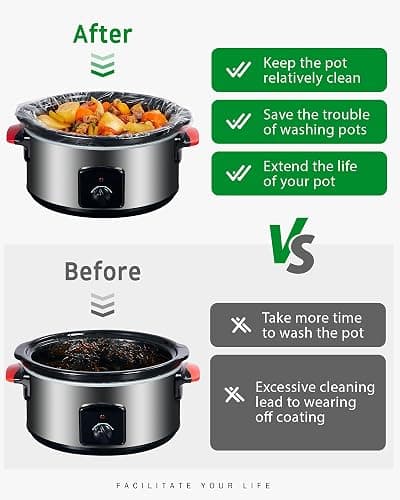 Syntus Slow Cooker Liners, 30 Count Cooking Bags Large Size Disposable Pot Liners Plastic Bags, Fit 3QT to 8QT for Slow Cooker Cooking Trays, 13"x 21", 30 Liners thumbnail 6