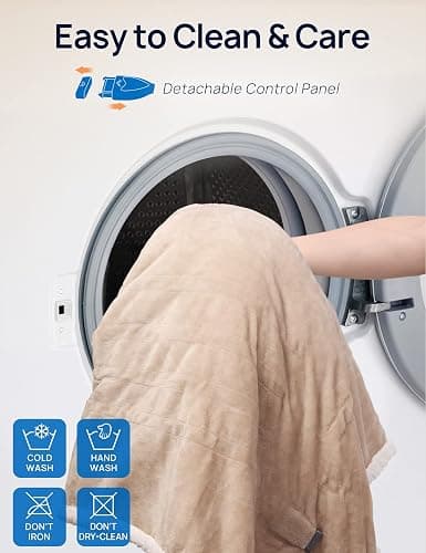 Westinghouse Wearable Heated Throw Blanket, Electric Heated Wrap Poncho Shawl with Pockets, 6 Heating Levels & 2 to 10 Hours Time Settings, 50 x 60 Inch, Beige thumbnail 7