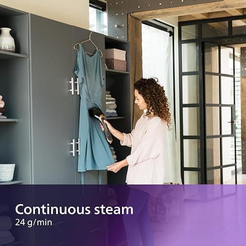 Philips Steam&Go Plus Handheld Clothes Steamer, Vertical and Horizontal Garment Steamer, No Ironing Board Needed, 0.07 Litre, 1300 W, Black/Copper, GC362/86 thumbnail 2