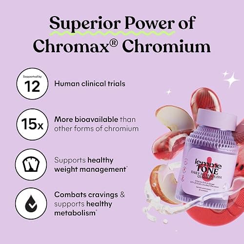 Lemme Tone Metabolism & Body Toning Gummies, 30-Day Supply | Clinically Studied Chromium & B12, Blood Sugar & Weight Management Support, Watermelon Apple Flavor thumbnail 5