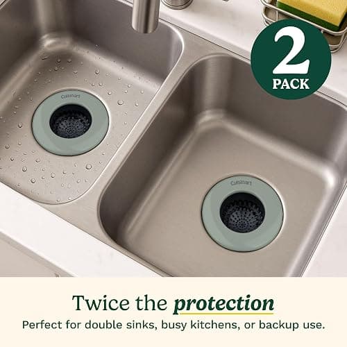 Cuisinart Sink Strainers- 2 Pack Kitchen Sink Drain Strainer & Food Catcher with Enamel-Coated Stainless Steel Rim and Silicone Base, Fits Standard 3.5" Drains, Outer Diameter 4.35", Scratch-Safe thumbnail 3