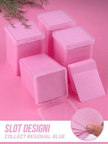 800 PCS Lint Free Nail Wipes, Eyelash Extension Glue Wipes, Lash Glue Cleaning Pads, Adhesive Wipes, Nail Polish Remover Wipes for Lash Extension Supplies (Pink) thumbnail 4