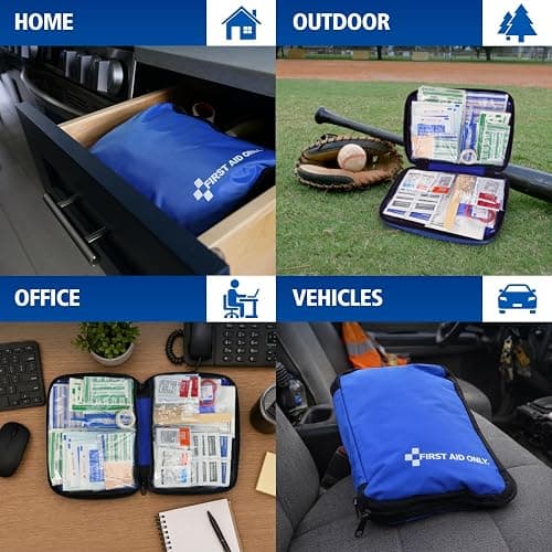 First Aid Only 298 Piece All-Purpose Emergency First Aid Kit for Home, Office, Car, Apartment, Dorm, and Camping, Travel-Friendly Compact Pouch Fits in Backpacks, Suitcases, Cabinets, and Drawers thumbnail 6