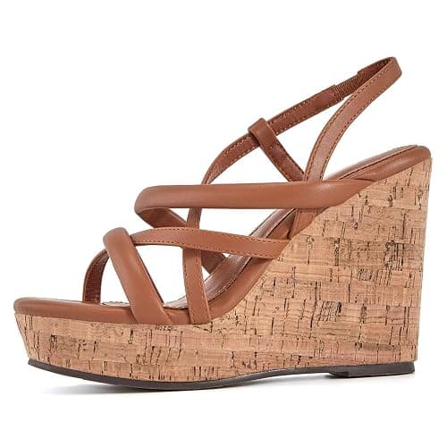 Coutgo Women Platform Wedge Sandals Cork Slingback Wedges Espadrilles Heels Summer Shoes thumbnail 3