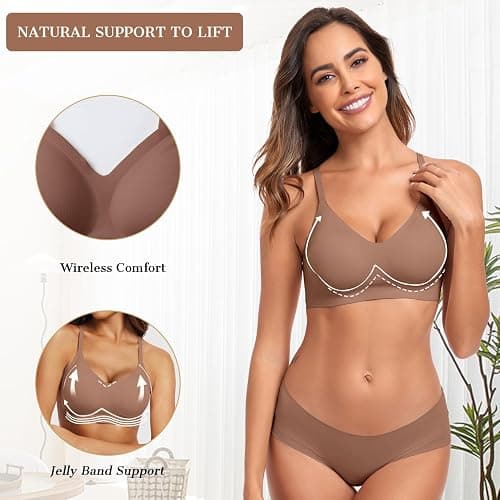 OEAK Womens Wireless Bras Comfortable Push Up Bra No Underwire Bra Full Support Lift Bralette Everyday Seamless Tshirt Bras thumbnail 2