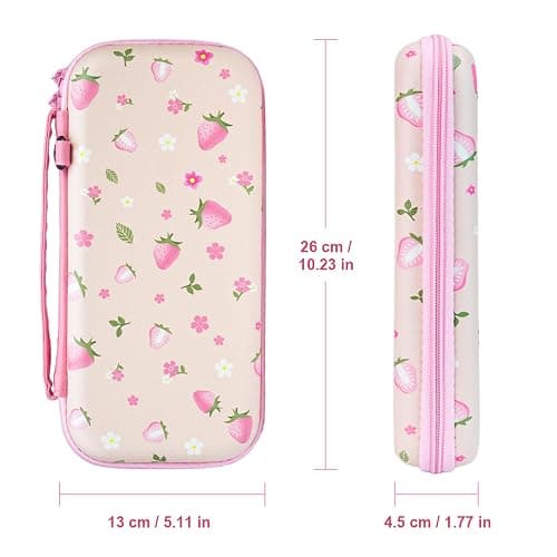 FIWWAT Switch Lite Case Carrying Case- 19 in 1 for Nintendo Switch Accessories Bundle with Switch Thumb Grips, Clear Protective, Screen Protector Cover, Cute Pendant, Stand, Stylus, for Girls, Pink thumbnail 7