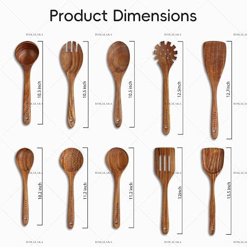 Wooden Spoons for Cooking,10 Pcs Natural Teak Wooden Kitchen Utensils Set Wooden Utensils for Cooking Wooden Cooking Utensils Wooden Spatulas for Cooking (10) thumbnail 3