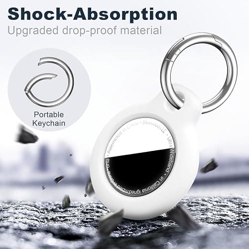 MOLOSLEEVE for Airtag Holder Case with Keychain, Shockproof GPS Cover Anti-Scratch Key Chain for Air Tags, for Airtags Accessories for GPS Item Tracker Cases for Bags, Luggages, White thumbnail 5