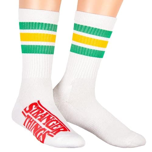 Bioworld Stranger Things Retro 80's Inspired 3 Stripe Logo Adult Crew Socks - Image 1