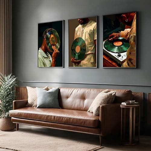 Black Man Wall Art African American Men Canvas Wall Decor Black People DJ Poster Hip Hop Music Pictures Fashion Male Artwork Modern Prints Culture Painting for Bedroom Living Room 12x16 Inch Unframed thumbnail 7